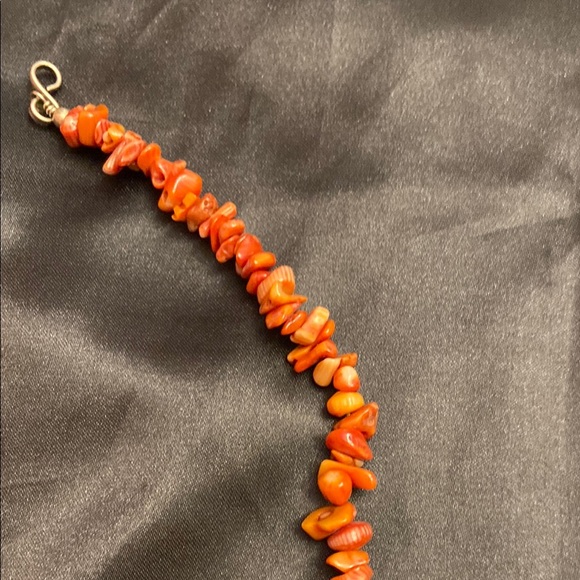 Coral and Silver Beaded Necklace - Picture 6 of 11